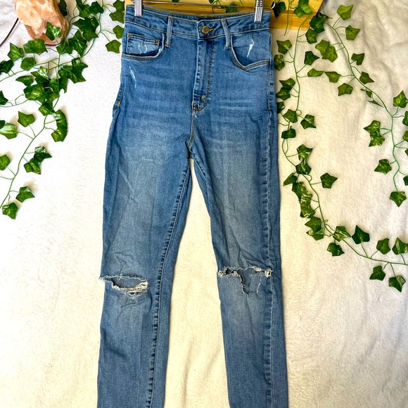 Forever 21 High Waisted Distressed Jeans - Picture 1 of 2